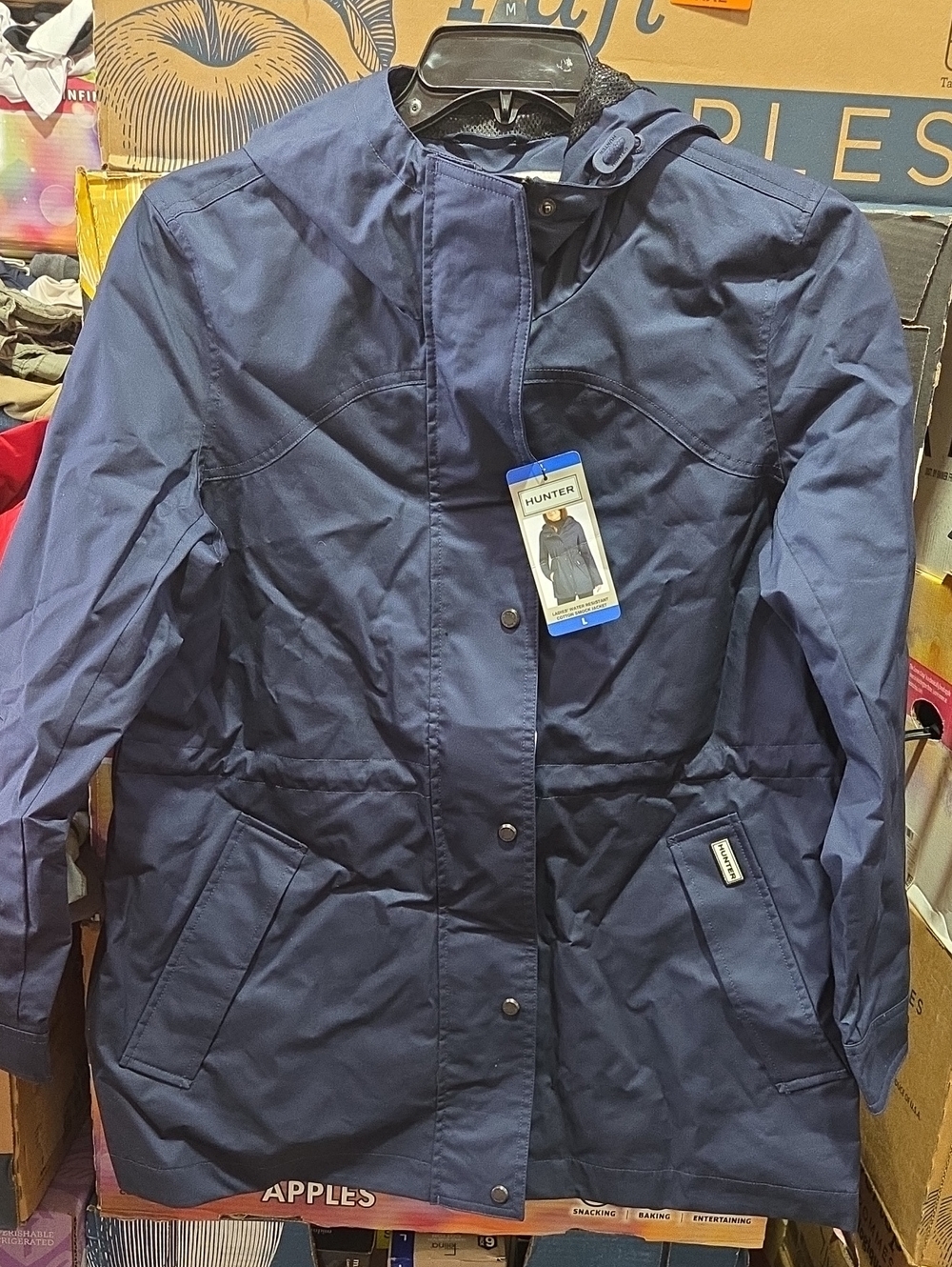Hunter Blue Hooded Rain Jacket